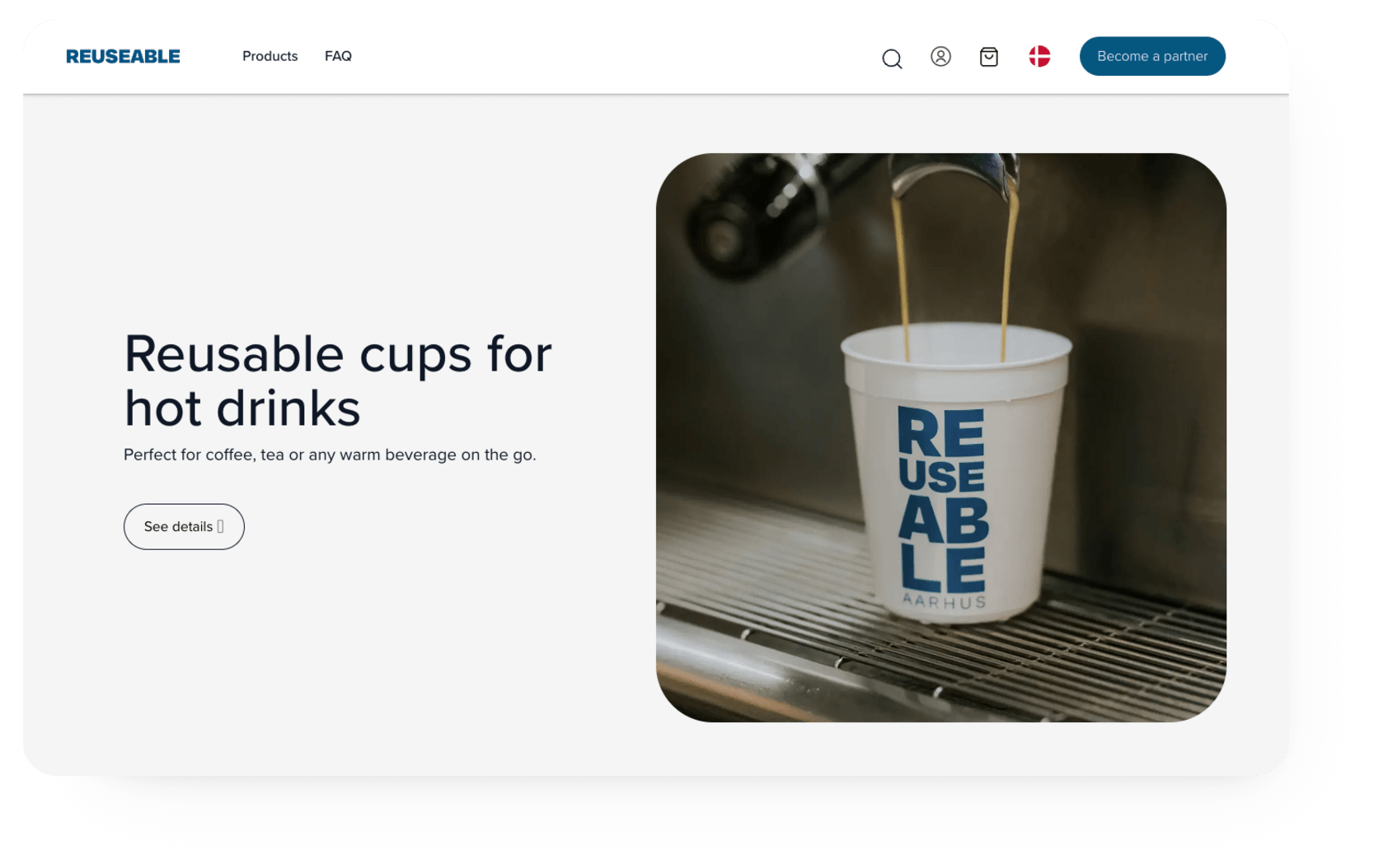 Reuseable To-Go cups webpage